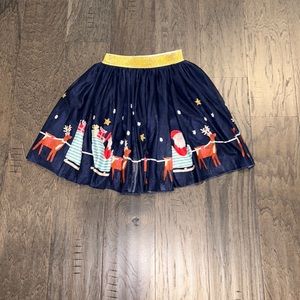 Girls navy blue Christmas skirt with Santa/reindeer